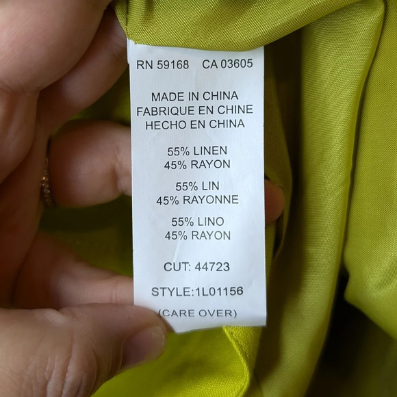 NWT KAREN KANE Jacket Blazer Zip-Front Women Lime Green linen Pocket Lined Small - Picture 6 of 11